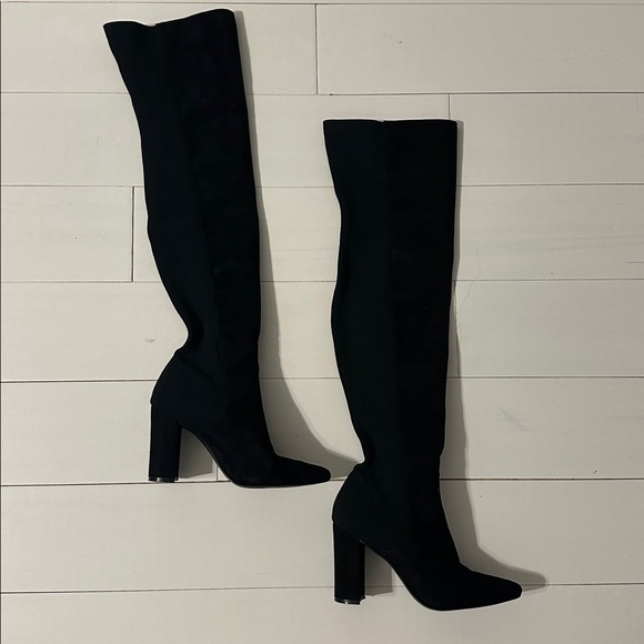 Steve Madden Everly Ever Over The Knee High Heeled Stretch Heeled Boots Black 6 - Picture 4 of 7